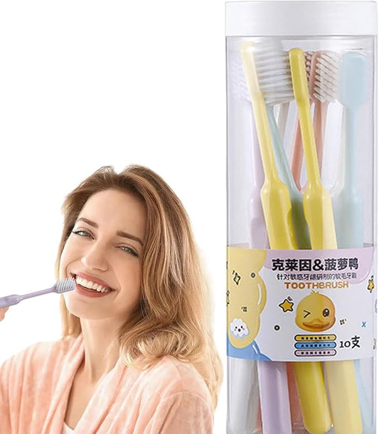 Soft Bristles Toothbrush Travel, Cleaning Toothbrush Sensitive Teeth, Round Handle with Comfort Grip, Multicolor for Bathroom Accessories, Portable Care for Students Household Use