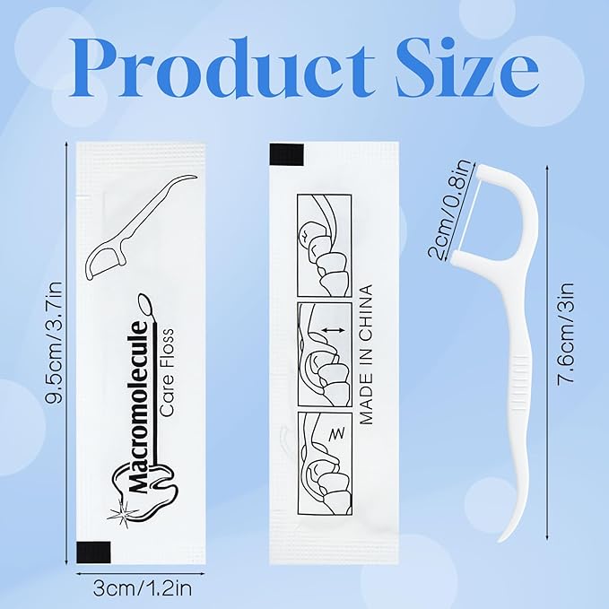 Individually Wrapped Dental Floss Picks Bulk Disposable Flossing Sticks Teeth Cleaning and Oral Care Travel Size Dental Tooth Floss Pack for Hotels, Weddings, Guests & Business Single Use (500 Pack)