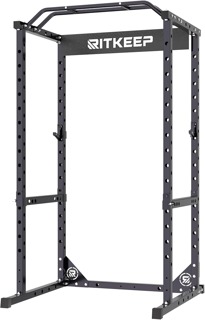 RitKeep Power Rack RMAX 2250 Multi-Function Power Cage for Strength Training - 1200lb Capacity Squat Rack with Multi-Grip Pull-Up Bar, Safety Bars, and J-Hook for Home Gym-StrideForce Fitness