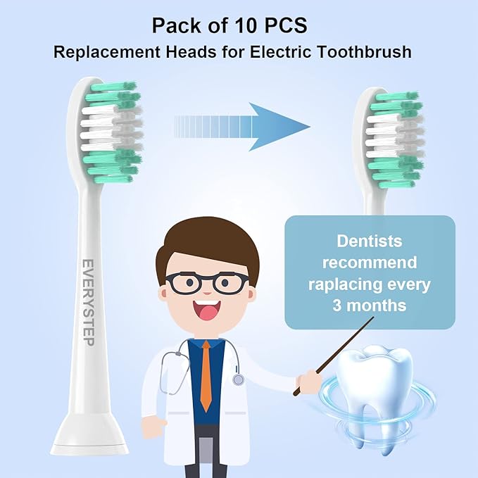 AquaSonic Replacement Toothbrush Heads 10 Pack Everystep Compatible with Black Series Pro, Duo Series Pro, White