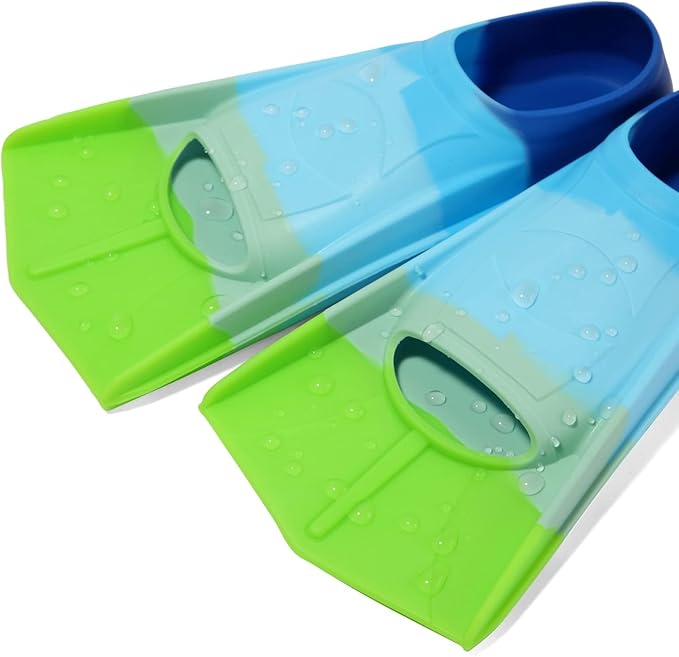 Kids Swim Fins,Short Kids Fins Youth Swimming Flippers for Lap Swimming Training for Children Girls Boys Beginners-StrideForce Fitness