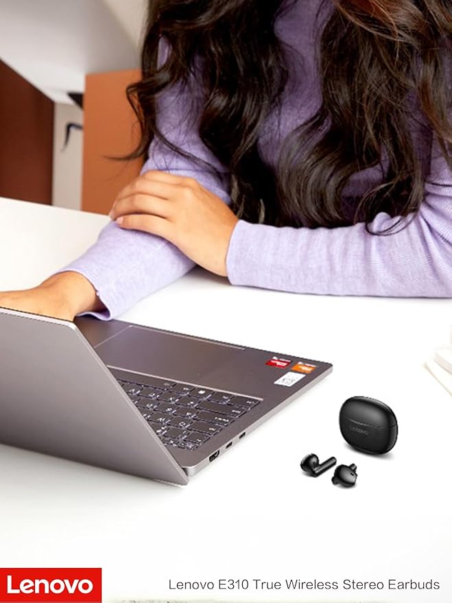 Lenovo E310 True Wireless Stereo Earbuds Bluetooth 5.3 ENC Noise-Cancelling with 13mm Speaker Type-C Charging 20h Battery Life for Music Calls Comfortable Fit Wireless - White-StrideForce Fitness