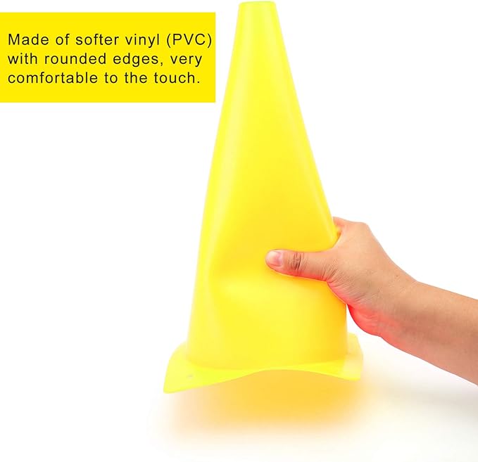 12 Inch Traffic Training Cones, Plastic Safety Parking Cones, Agility Field Marker Cones for Soccer Basketball Football Drills Training, Outdoor Sport Activity & Festive Events - 6 Colors-StrideForce Fitness