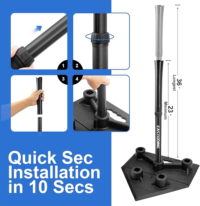 Eastgoing Heavy Duty Baseball and Softball Portable Travel Batting Tee.Adjustable 5-Position Baseball and Softball Batting Tee.Hitting Tee for Any Age Player Baseball-StrideForce Fitness
