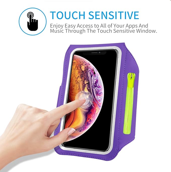 HAISSKY Cell Phone Running Armband with Airpods Zipper Pocket Armband Case Running Holder for iPhone 16/15/ 14/13 / 12 /11Pro Max,Galaxy S20 S10,Sweatproof Arm Band with Card/Key Bag-StrideForce Fitness