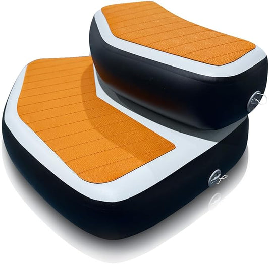 Inflatable Hot Tub Steps with EVA Non-Slip Surface, Drop Stitch Detachable 2-Piece Spa Stairs for Jacuzzi and Bathtub, Portable Durable Steps for Indoor and Outdoor Hot Tub, 37" × 32" × 15.7"-StrideForce Fitness