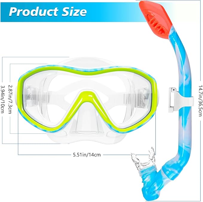 GoseWave Snorkeling Gear for Kids, Kids Snorkel Set for Ages 5-15, Anti-Fog Diving Mask and Dry Top Snorkel Set, Unisex Swimming Goggles with Nose Cover-StrideForce Fitness