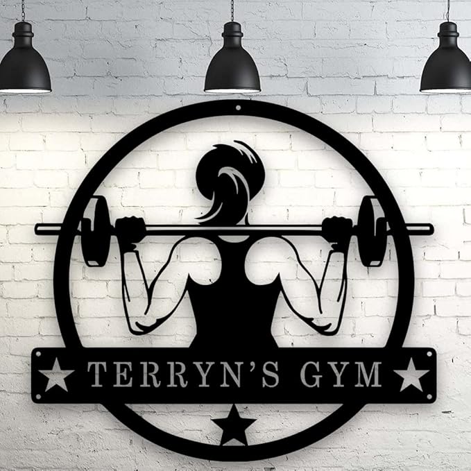 Personalized Gym Sign - Custom Name Metal Sign - Workout Room Home Decor - Family Gym Wall Art - Gifts for Mom Sister Women, Metal Gym Signs-StrideForce Fitness