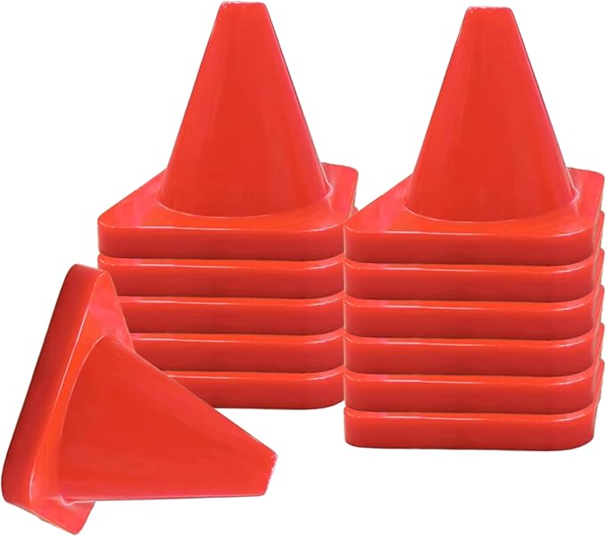 6, 9, 12, 18, 28 Inch Sports Training Traffic Cones - Durable Orange Cones for Soccer, Football, Basketball, Agility Drills, Parking, Safety, Road Use (Set of 12)-StrideForce Fitness