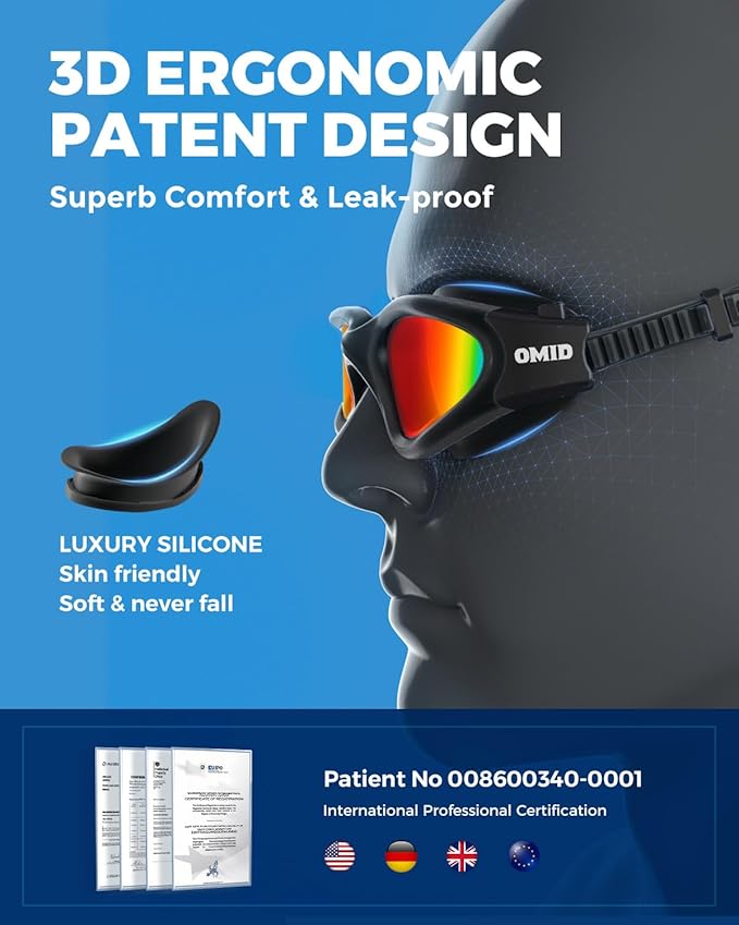 OMID Swim Goggles, P2 Polarized Swimming Goggles for Men Anti-fog Goggles Swimming for Adult Women-StrideForce Fitness