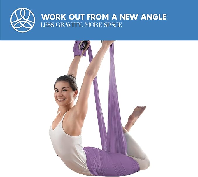 Aerial Silk Yoga Hammock & Swing for Home, Inversion Exercises, Starter Kit for All Levels - Durable with Extension Straps, Carabiners, and Pose Guide-StrideForce Fitness