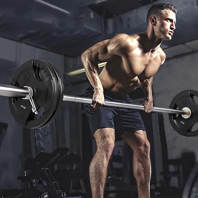 SPART Weight Plate 2-Inch Rubber Coated Olympic Grip Plate for Barbell,Solid Cast Iron Weight Plates in Pairs or Single for Strength Training,Weightlifting,Crossfit,Home Gym(5LB/10LB/25LB/35LB/45LB)-StrideForce Fitness