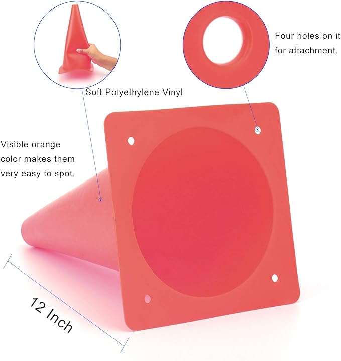 12 Inch Traffic Training Cones, Plastic Safety Parking Cones, Agility Field Marker Cones for Soccer Basketball Football Drills Training, Outdoor Sport Activity & Festive Events - 6 Colors-StrideForce Fitness