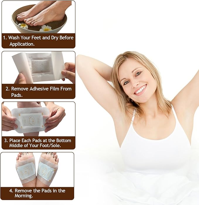 2 in 1 Foot Pads, 124 Pads Bamboo Vinegar Coconut Shell Powder Foot Pads with ''Stay in Place'' Bigger Adhesive Sheet-StrideForce Fitness