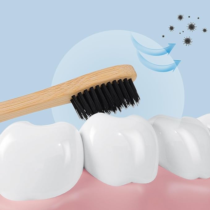 10Pcs Natural Toothbrushes for Adults Flexible Soft Bristles Ergonomic Handle Biodegradable Oral Care for Home Use