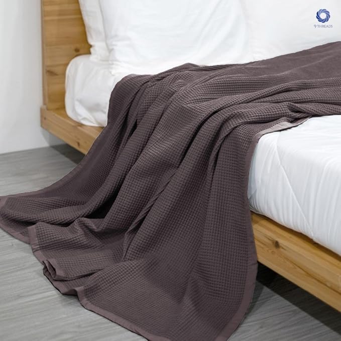 GOTS Certified Organic Cotton Waffle Weave Blanket, Twin Bed Size, 66"X90"Cozy Throw Blanket for Couch, Modern Home Decor, Throw Blankets,Waffle Blanket & Soft Bed Blankets -Charcoal Grey-StrideForce Fitness