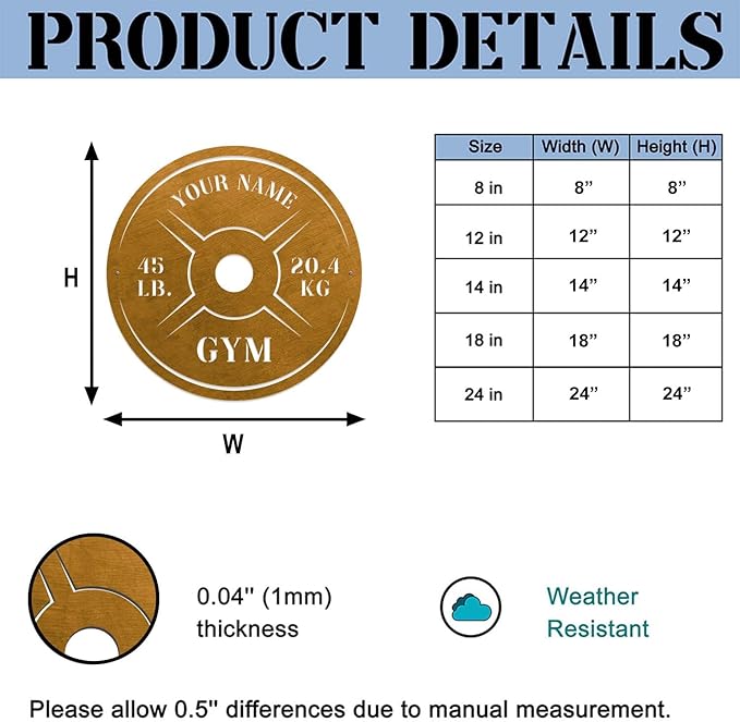 Personalized Home Gym LED Tin Metal Sign Multiple Sizes, Weight Lifting Exercise Workout Room Training Fitness Center Motivational Inspirational Quotes Decor Wall Art Hanging Accessories (10 LED)-StrideForce Fitness