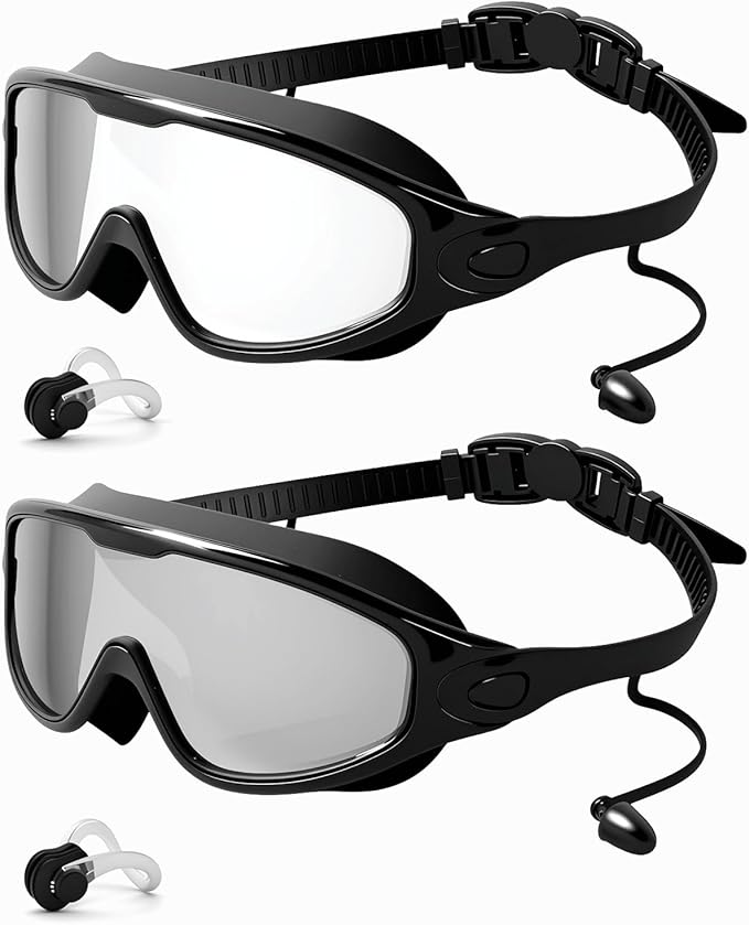 Rantizon Swim Goggles 2 Pack, Wide View Anti Fog&UV Swimming Goggles for Audlt, No Leaking Swim Glasses for Men Women Kids-StrideForce Fitness