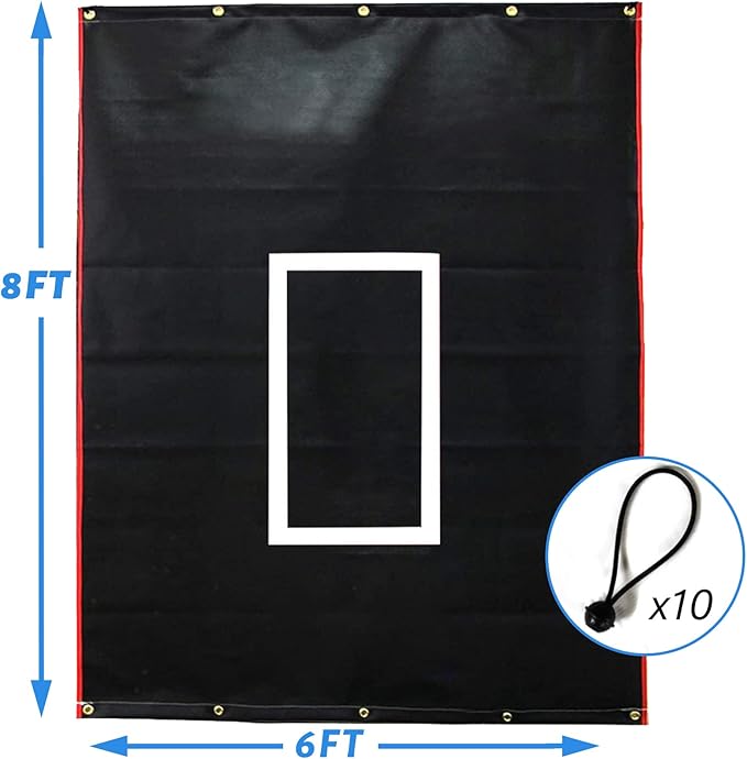 Baseball Batting Cage Backstop with Strike Zone Target - Heavy Duty 4x6/6x8FT PVC Backstop Net for Pitching Practice Backyard Training-StrideForce Fitness