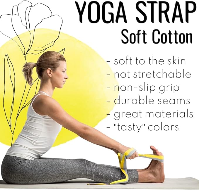 TECEUM Yoga Strap & Mat Strap – 2 IN 1 – Cotton – 6 ft 8 ft 10 ft (30+ colors) – Adjustable Non-Slip Belt for Yoga, Pilates, Stretching, Physical Therapy, Fitness & Home Workout – For Carrying Mats-StrideForce Fitness