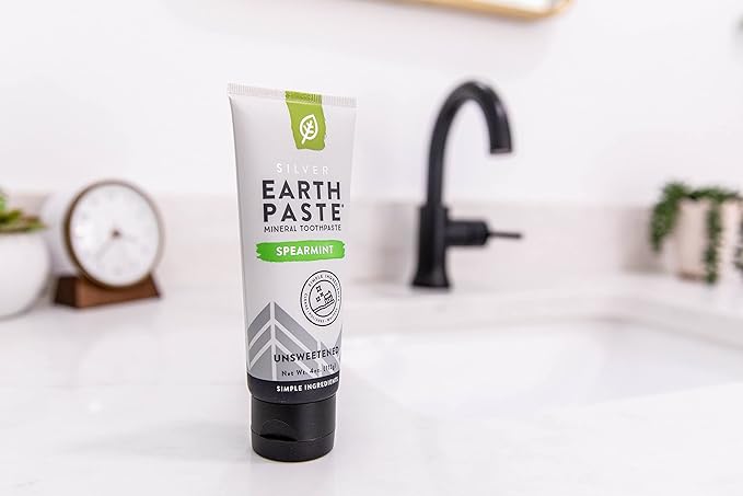 Redmond Earthpaste - All Natural Non-Fluoride Toothpaste, Unsweetened Spearmint 4 Ounce Tube (2 Pack)