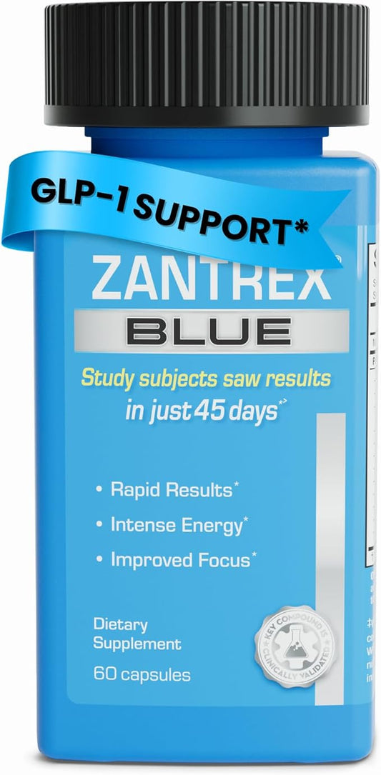 Zantrex Blue Energy & Thermogenesis Boost Energy | Weight Management Supplement for Appetite Control, Increased Calorie Burn and Supports GLP-1 Levels | 60 Capsules-StrideForce Fitness