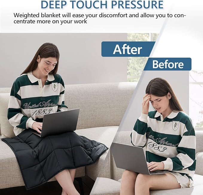 L'AGRATY Weighted Lap Pad Blanket 5lb: Small Weighted Blanket for Adults - Portable Travel & Relaxation - Cozy & Cooling - Washable All-Season (29" x 24")-StrideForce Fitness