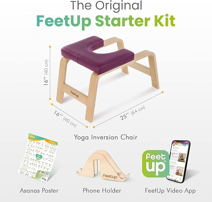 FeetUp - The Original Yoga Headstand Bench, Vegan Handstand Trainer Bench and Stand, Strength Training Inversion Equipment for Relaxation and Strength, Includes App & Starter Kit, #1 Worldwide-StrideForce Fitness