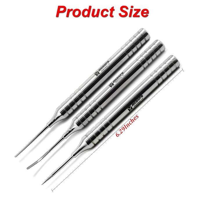 MEDSPO Professional Dental Instruments Osteotome Periotome Luxating Elevator Implant | Orthodontic PDL Teeth | Surgical Root Extraction Spreading (Flex Periotome Titanium Set Of 3)