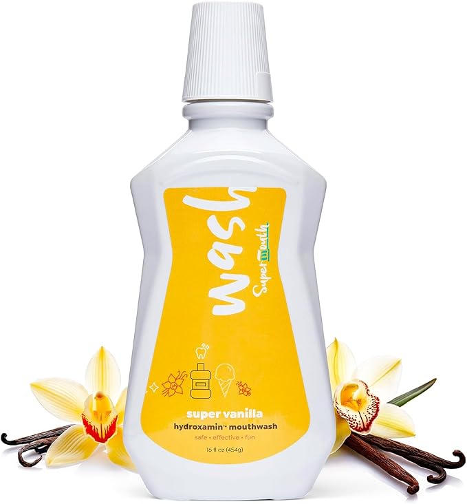 SuperMouth® Fluoride-Free Mouthwash – Nano-Hydroxyapatite, Vitamins D3 & K2, Prebiotics, Alkaline pH 8.5, Alcohol-Free, Freshens Breath, Safe Clean Ingredients, 4 Flavor Options