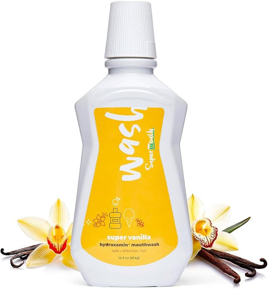 SuperMouth® Fluoride-Free Mouthwash – Nano-Hydroxyapatite, Vitamins D3 & K2, Prebiotics, Alkaline pH 8.5, Alcohol-Free, Freshens Breath, Safe Clean Ingredients, 4 Flavor Options