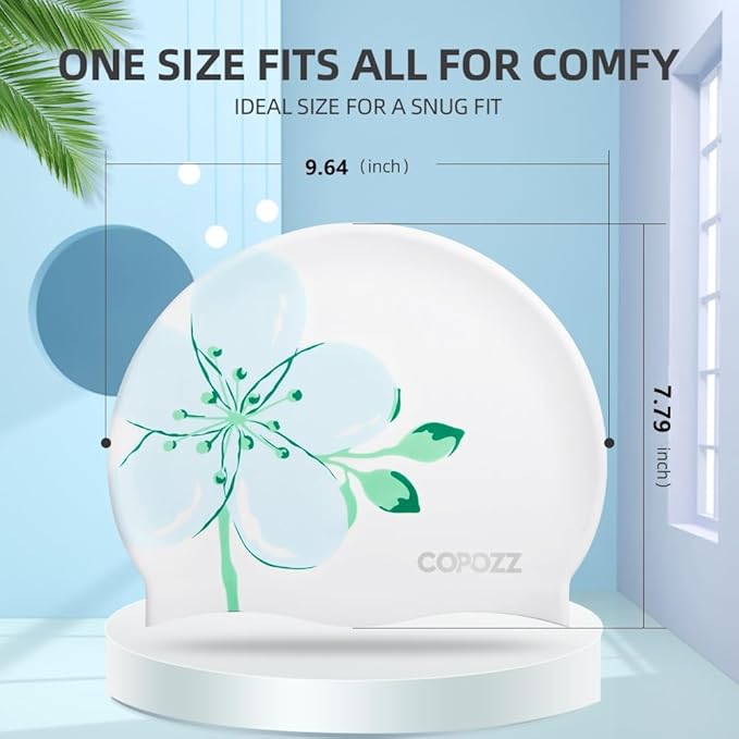 COPOZZ Stylish Silicone Swim Cap for Women – Comfortable, Durable, and Hair-Protecting Design-StrideForce Fitness