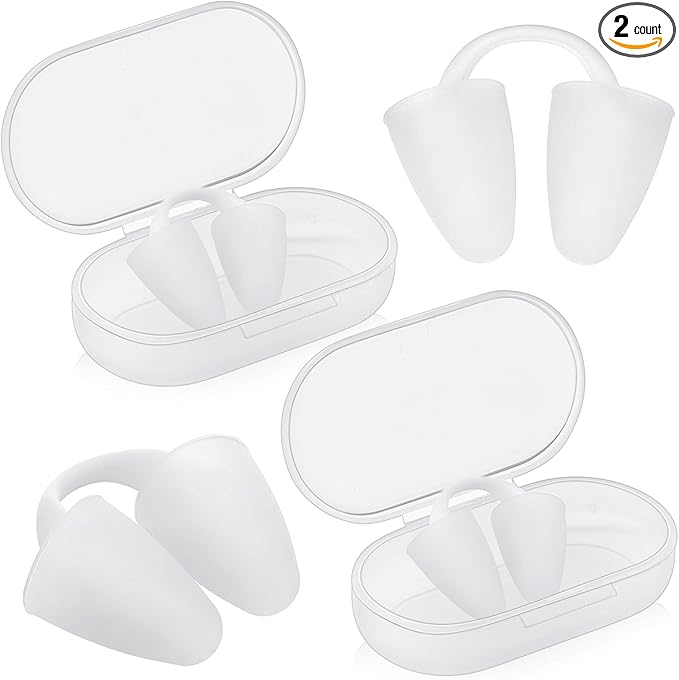 2 Pack Nose Plugs for Swimming for Adults and Kids (Age 7-12), Waterproof Soft Silicone Swimming Protectors Nose Block Nostril Plugs for Swimmers Surfers Water Sports-StrideForce Fitness