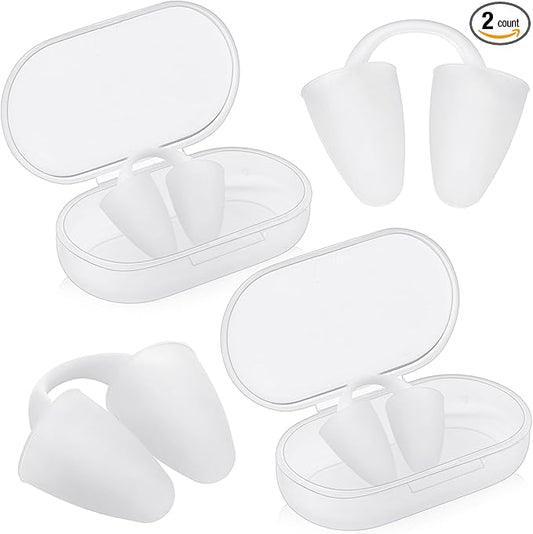 2 Pack Nose Plugs for Swimming for Adults and Kids (Age 7-12), Waterproof Soft Silicone Swimming Protectors Nose Block Nostril Plugs for Swimmers Surfers Water Sports-StrideForce Fitness