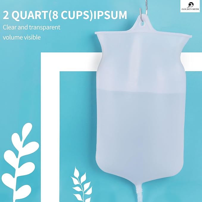 Silicone Enema Bag Kit - 2 Quart Capacity, 5 Multi-Size Reusable, Controlled Water Flow for Colon Detox Cleanse Enemas-StrideForce Fitness