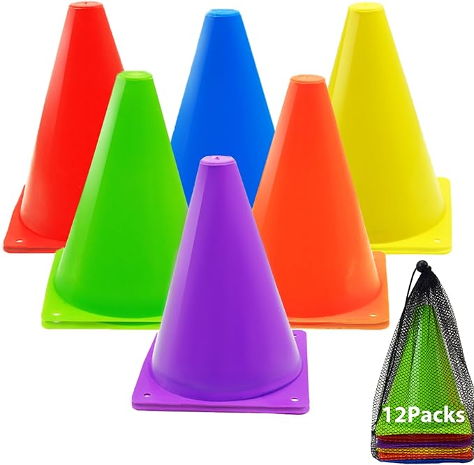 12/24/48Pcs Soccer Cones,7" or 9" Soccer Cones for Training, Multicolor Cones Sports Soccer Training Cones, Field Cones for Skating Basketball Football Drills Practice-StrideForce Fitness