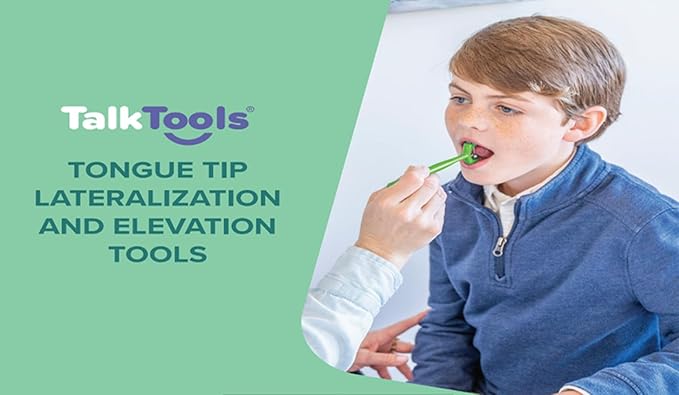 Tongue Tip Lateralization and Elevation Tools | Therapeutic Tool Set for Apraxia, Dysarthria | Improve Feeding Skills, Speech Clarity and Jaw Stability | Jaw Alignment - Set of 4 - Inst. Booklet -Lime