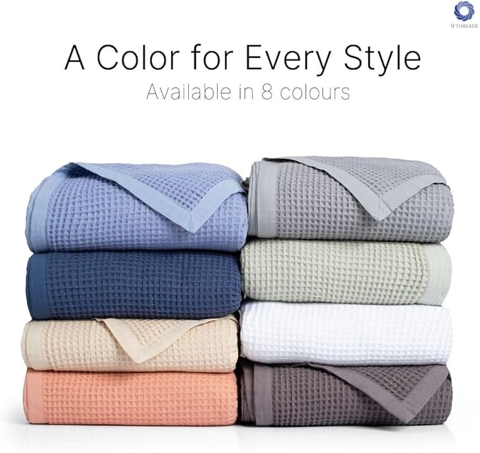 GOTS Certified Organic Cotton Waffle Weave Blanket, King Bed Size,108"X90" Cozy Throw Blanket for Couch, Modern Home Decor, Throw Blankets,Comfy Waffle Blanket Soft Bed Blankets-Navy Blue-StrideForce Fitness