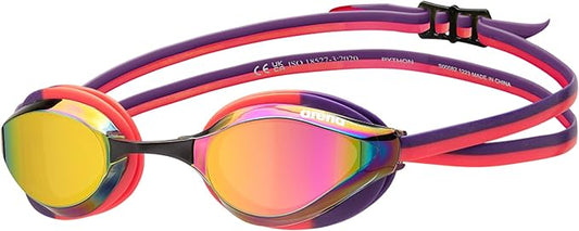 ARENA Unisex Python Racing Swim Goggles for Men and Women Anti-Fog No Leak Max Comfort Dual Strap, Mirror/Non-Mirror Lens-StrideForce Fitness