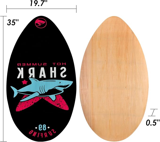 seething 35 Inch Skimboard with High Gloss Coat Wood Skim Board for Beginners,Kids, Teenagers, Adults and All Skimming-StrideForce Fitness