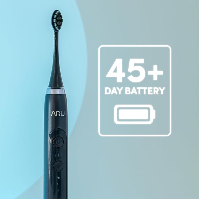 ARU Sonic Toothbrush Starter Kit with Customizable Modes and 2 Minute Timer, ADA-Approved Electric Toothbrush for Adults, Soft Toothbrush for Gums, 45+ Days Battery, Travel Case, Mystic Blue