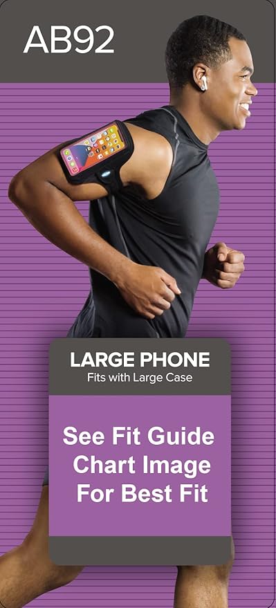 Tune Belt AB92 Cell Phone Armband for Running - Fits iPhone 16/15/14/13 Pro Max, Plus, Samsung Galaxy Ultra/Plus/Note and Large Phones with Protective Cases, Sweat-Resistant Exercise Holder (Black)-StrideForce Fitness