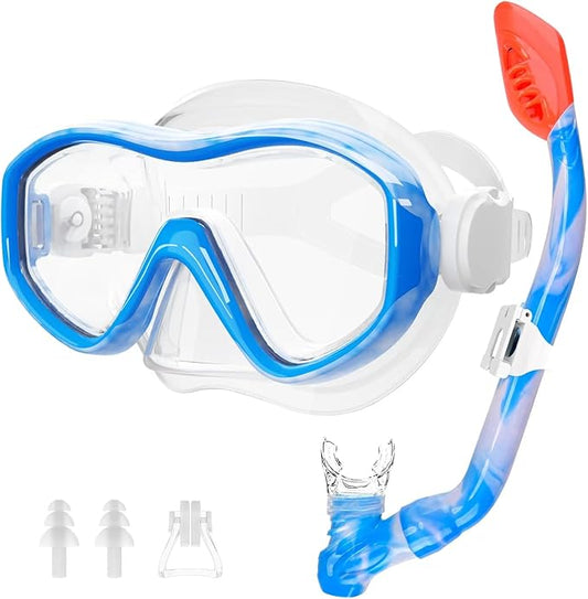 GoseWave Snorkeling Gear for Kids, Kids Snorkel Set for Ages 5-15, Anti-Fog Diving Mask and Dry Top Snorkel Set, Unisex Swimming Goggles with Nose Cover-StrideForce Fitness