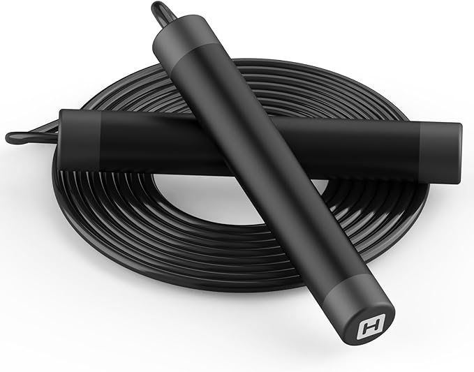 Jump Rope, HANDIO jump ropes 1/2 lb Weighted Jump Rope for Boxing, Cardio, Crossfit Workout, 8~10ft Range Adjustable Length Steel Ropes with Ball Bearings and Metal Handles, Jumpropes Suitable for Men-StrideForce Fitness