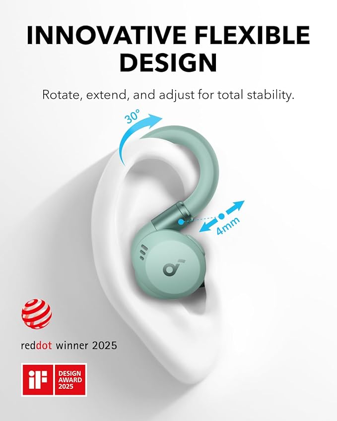 Soundcore Sport X20 by Anker, True-Wireless Workout Earbuds, Rotatable and Extendable Ear Hooks, Noise Cancelling, Deep Bass, IP68 Waterproof, Sweatproof, Dustproof, 48H Play, Sport Earbuds for Gym-StrideForce Fitness