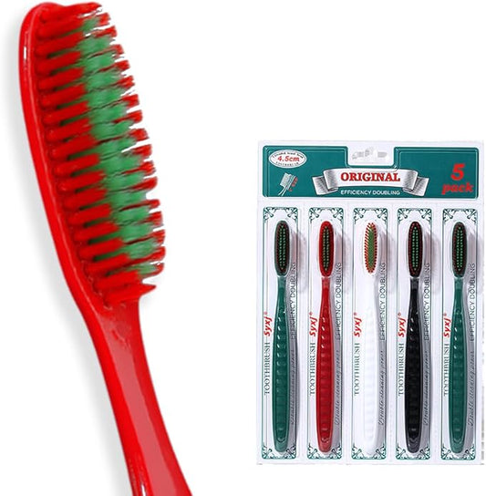 Long Head Manual Toothbrush, Extra Soft Flossing Toothbrush for Sensitive Gum, Interdental Cleaning Bristles for Adults (Pack of 5)