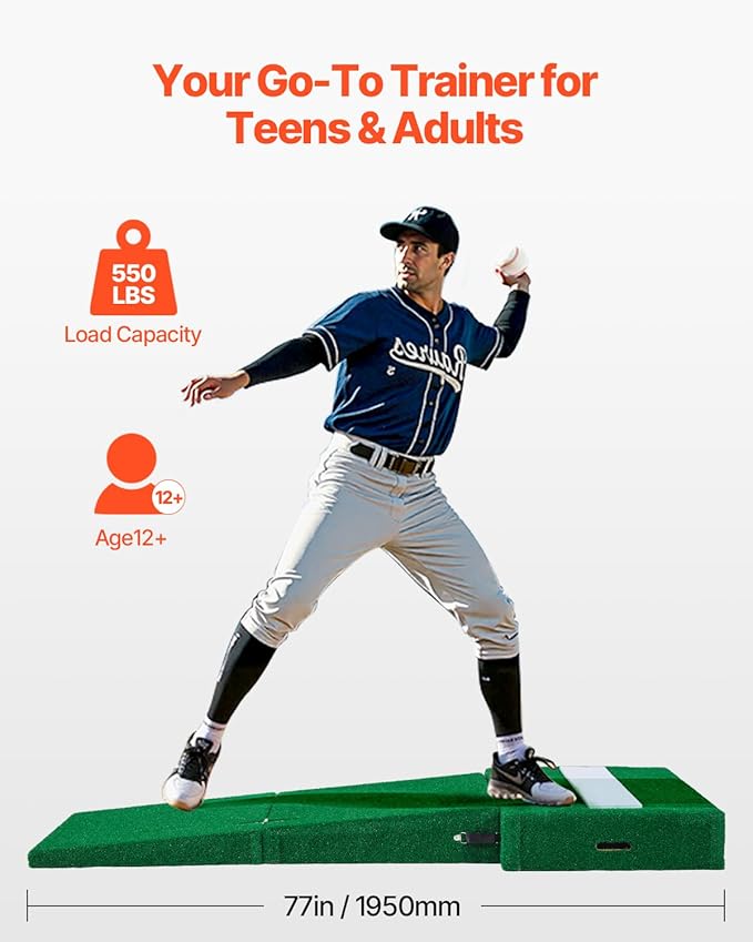 VEVOR Pitching Mound, Baseball Game Mound, Indoor/Outdoor Pitching Practice and Training Equipment, Softball Pitching Aids with Antifade Turf and Pitching Rubber-StrideForce Fitness