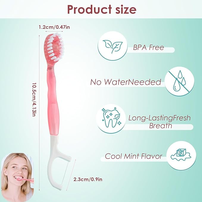 YIBLBOX 5 in 1 Toothbrush & Floss,5 in 1 mini Toothbrush & Floss & Tongue Scraper & Toothpick Set,Disposable Toothbrushes with Toothpaste, Portable Oral Care for Travel Work