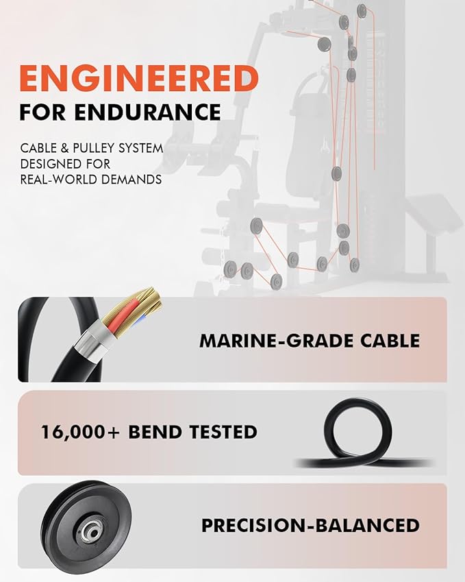 Mikolo Home Gym, Workout Station with 150LBS Weight Stack, Multifunctional Home Gym Equipment, Exercise Equipment for Full Body Strength Training-StrideForce Fitness