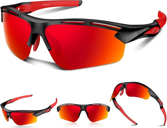 Polarized Sports Sunglasses for Men Women,UV400 Protection Sunglass for Running Cycling Fishing Hiking TR90-StrideForce Fitness